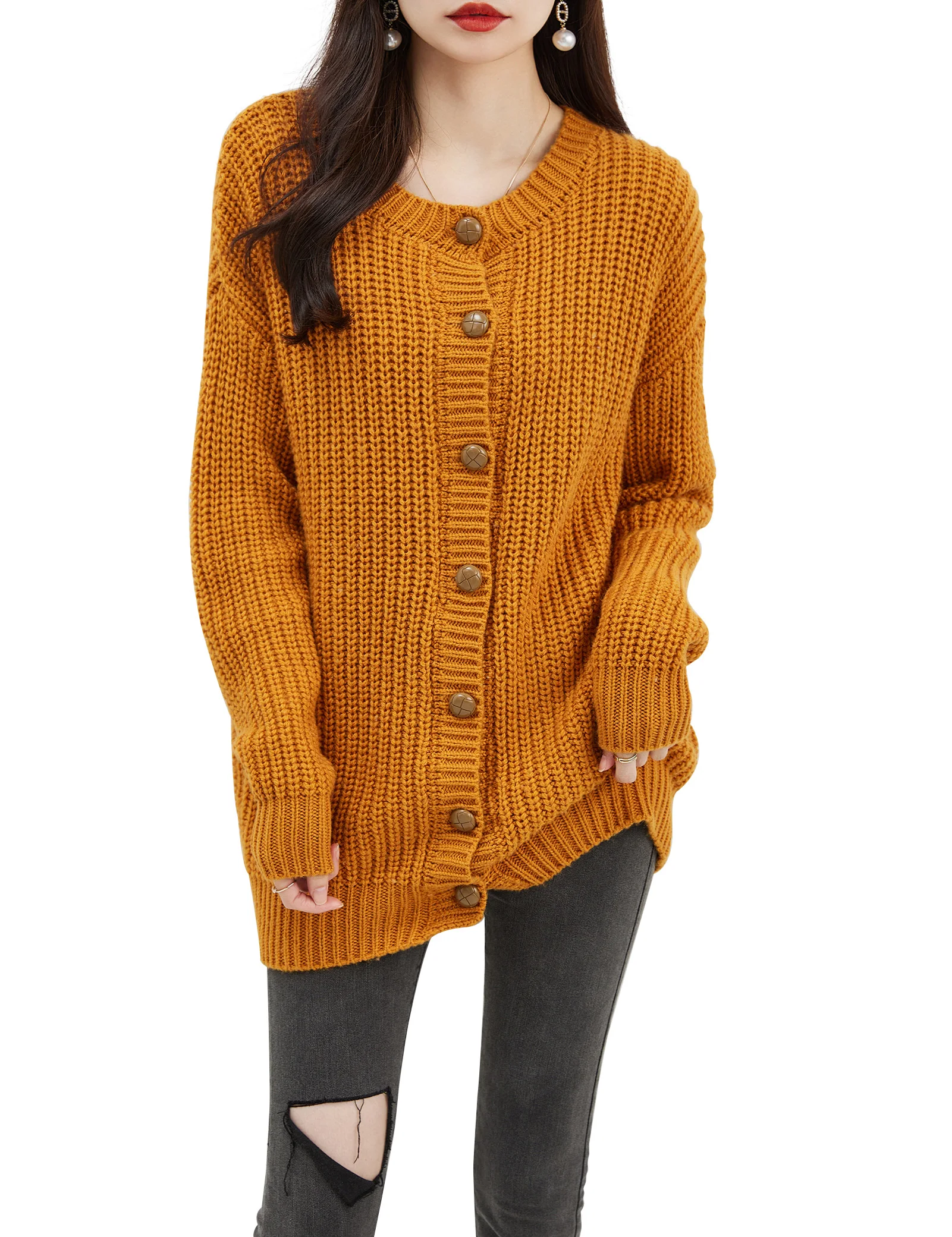 EU Size Women's Cardigan Merino Wool Oversized Sweater 2023 Fall Winter Warm Crewneck Long Sleeve Knit Cardigan Sweater (Ginger)
EU Size Women's Cardigan Merino Wool Oversized Sweater 2023 Fall Winter Warm Crewneck Long Sleeve Knit Cardigan Sweater (Ginger)