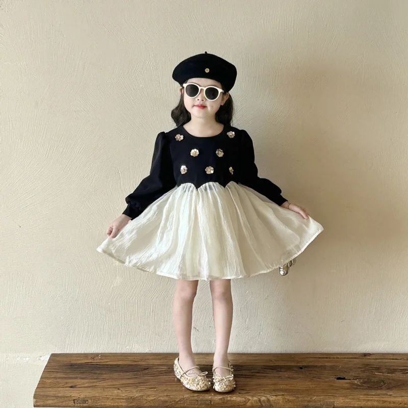Girls' Three-Dimensional Flower Puff Sleeve Dress2025Autumn New Style Girl's Fashionable Long Sleeve Princess Dress with Tulle
Girls' Three-Dimensional Flower Puff Sleeve Dress2025Autumn New Style Girl's Fashionable Long Sleeve Princess Dress with Tulle