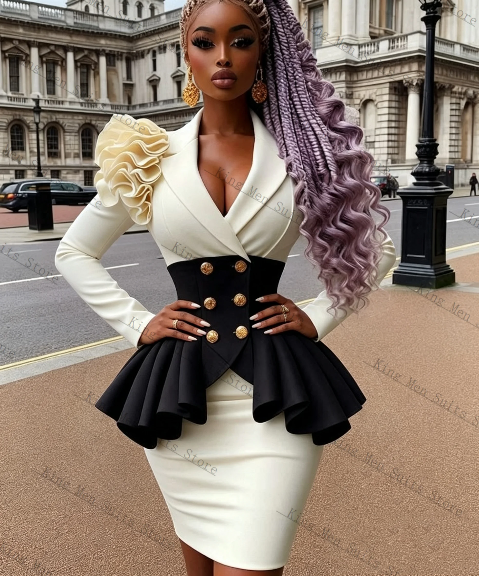 White Black Women Suit Skirt Set 2 Pcs Blazer Prom Dress Double Breasted Customized Formal Office Wedding Tuxedos Coat Jacket
White Black Women Suit Skirt Set 2 Pcs Blazer Prom Dress Double Breasted Customized Formal Office Wedding Tuxedos Coat Jacket