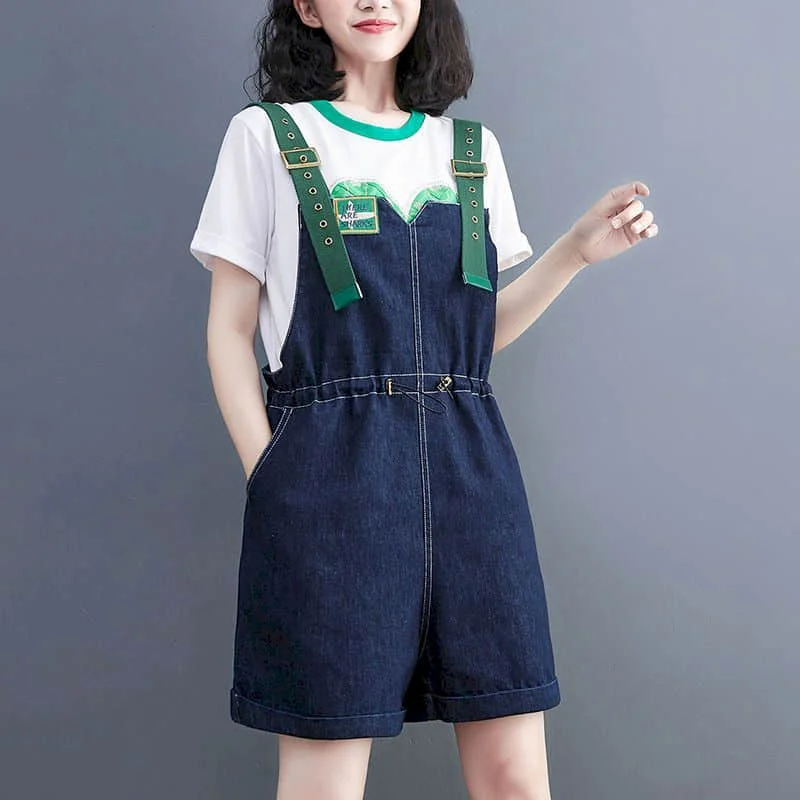 Denim Jumpsuits for Women Vintage Korean Style One Piece Outfit Casual Cropped Rompers Solid Short Jeans Summer Women Clothing
Denim Jumpsuits for Women Vintage Korean Style One Piece Outfit Casual Cropped Rompers Solid Short Jeans Summer Women Clothing