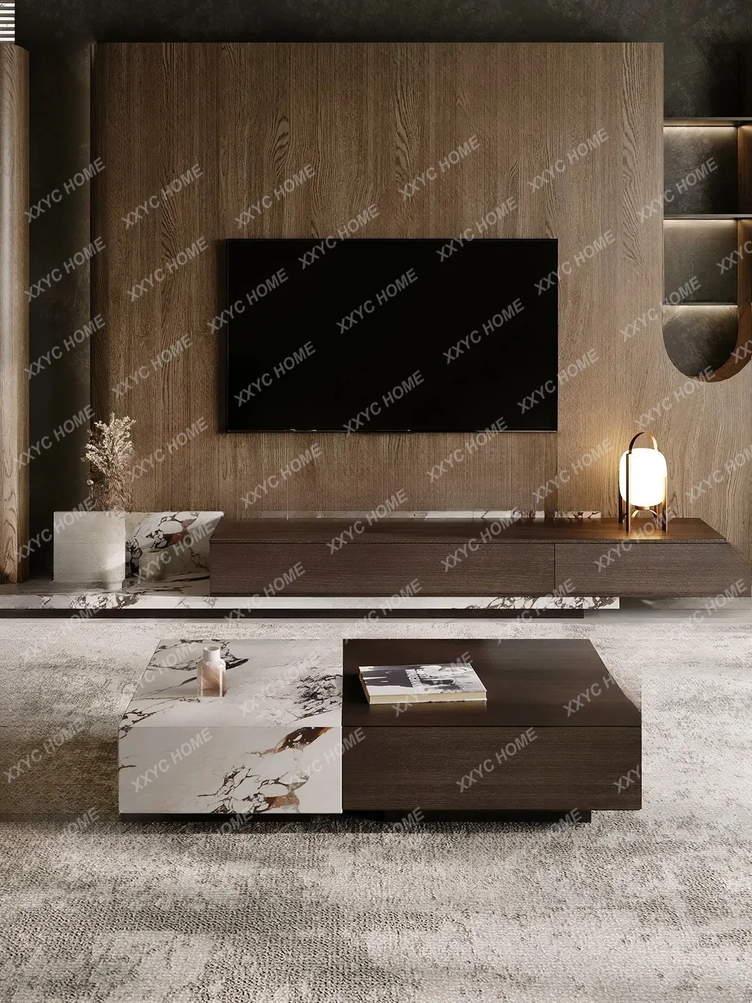 Modern simple wabi-sandy wind living room floor-to-ceiling TV cabinet
Modern simple wabi-sandy wind living room floor-to-ceiling TV cabinet