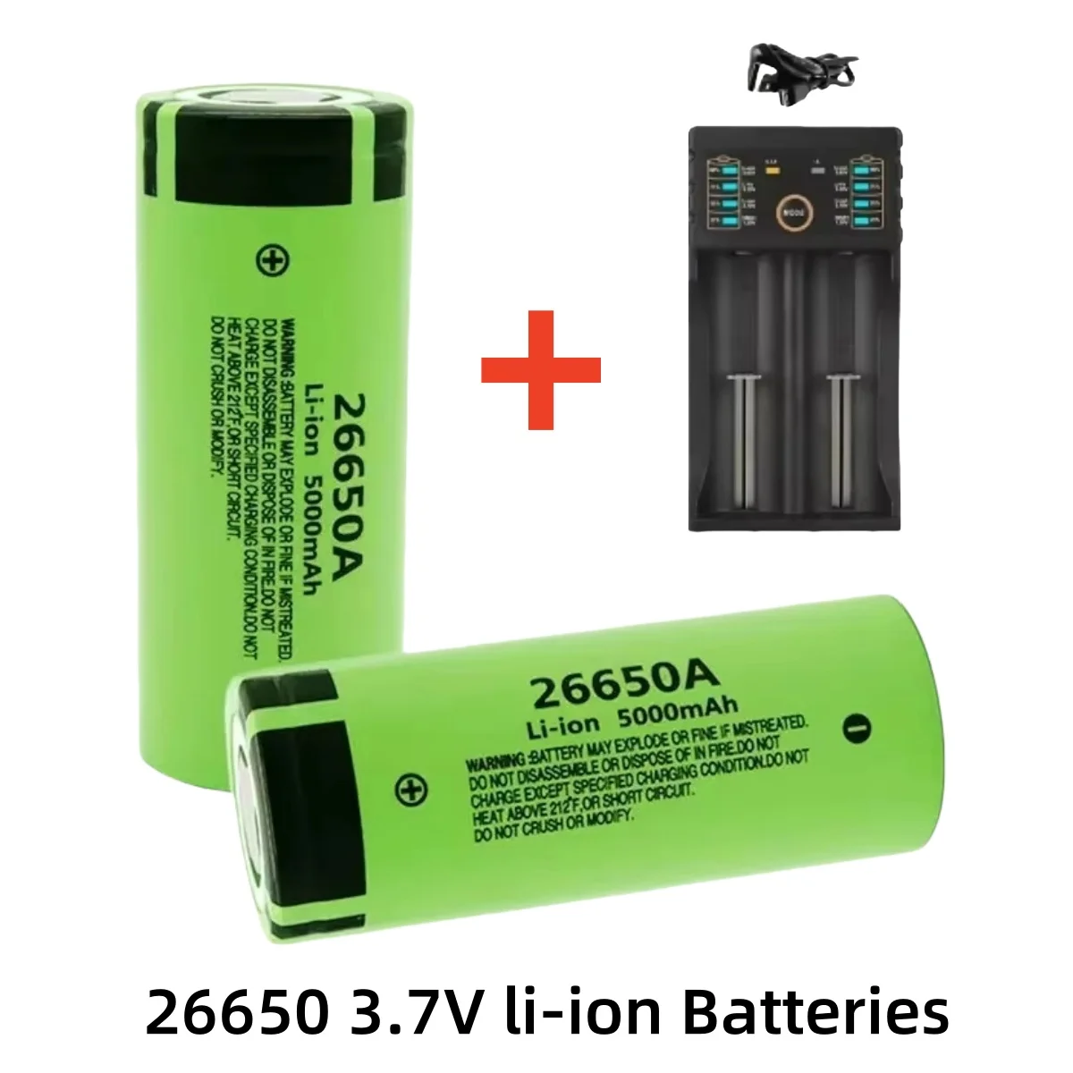 Original 26650 Rechargeable Battery, 3.7V 5000mAh 26650 Lithium 26650A Flat Top Battery for flashlights, Power Tools +charger
Original 26650 Rechargeable Battery, 3.7V 5000mAh 26650 Lithium 26650A Flat Top Battery for flashlights, Power Tools +charger