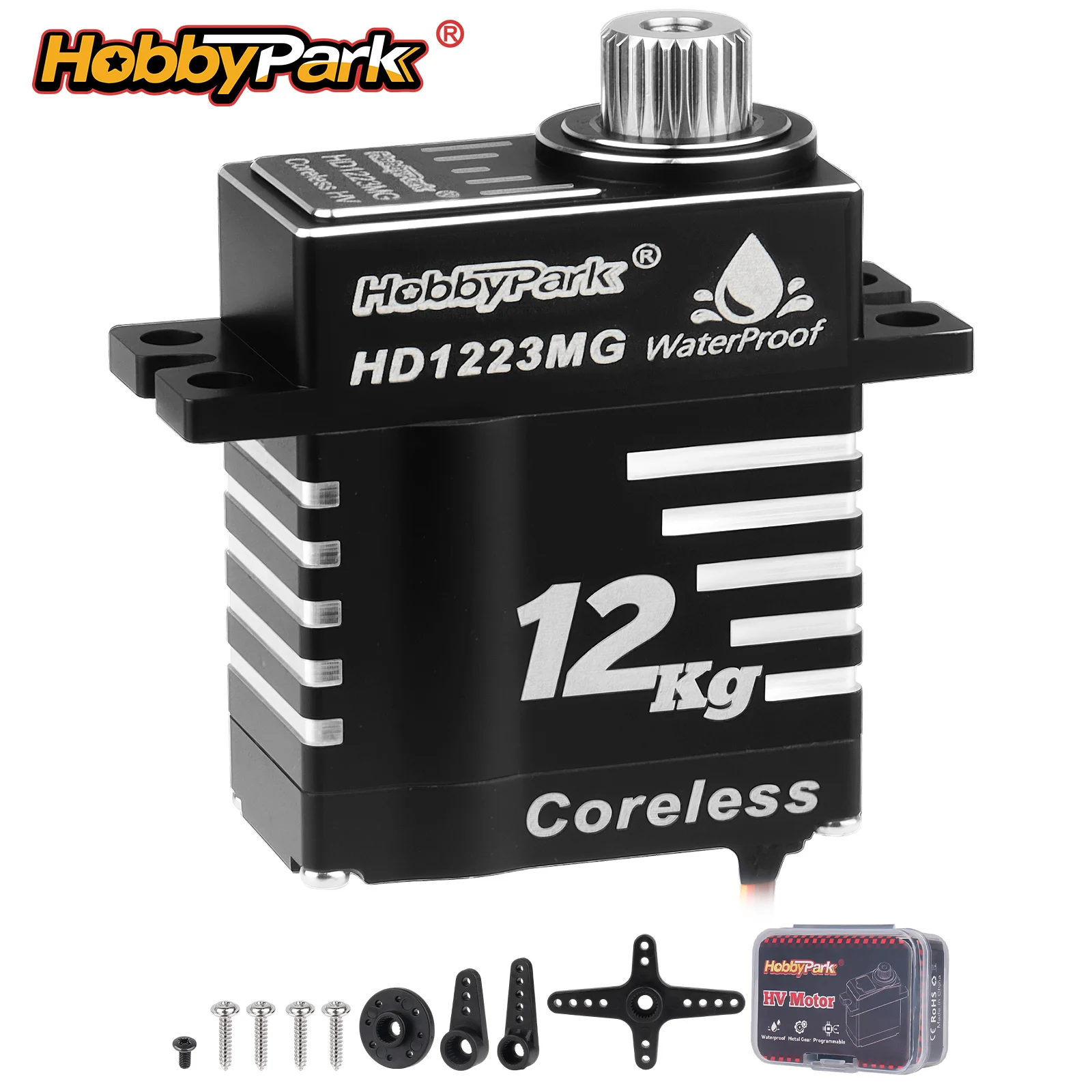 HobbyPark Waterproof 12kg High Torque Digital Coreless Metal Gear Micro Servo for 1/18 RC Crawler TRX4M TRX4MT Car HD1223MG
HobbyPark Waterproof 12kg High Torque Digital Coreless Metal Gear Micro Servo for 1/18 RC Crawler TRX4M TRX4MT Car HD1223MG
