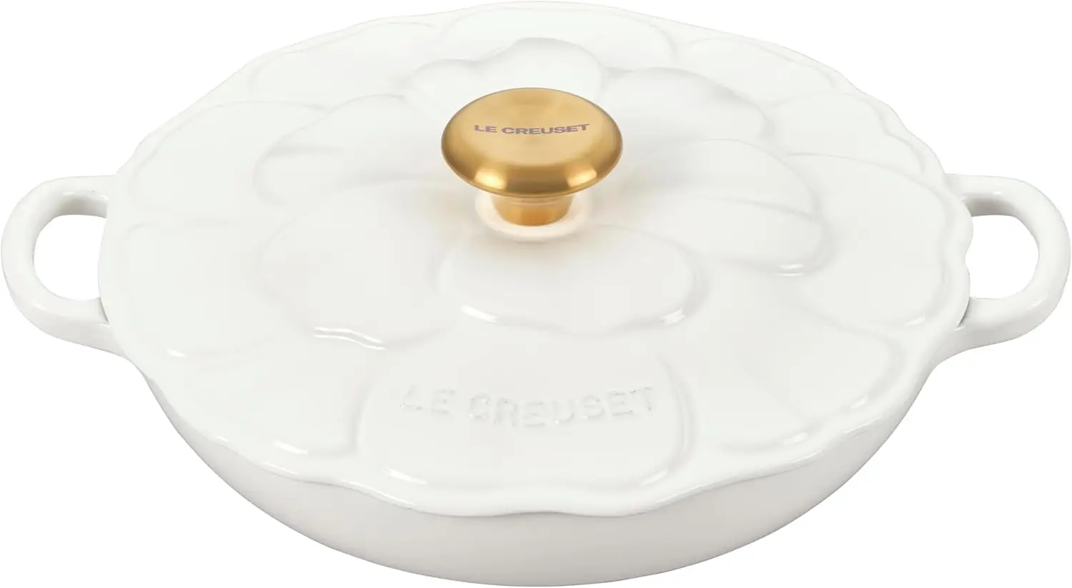 Enameled Cast Iron Signature Petal Braiser, 2.25 qt., White w/Gold Knob
Enameled Cast Iron Signature Petal Braiser, 2.25 qt., White w/Gold Knob