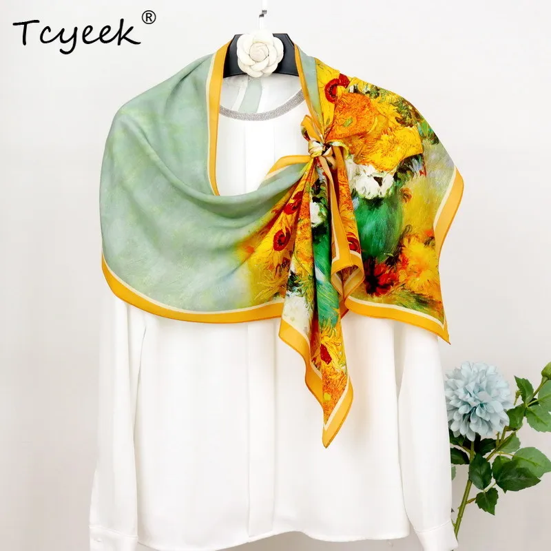 Birdtree, 100%Real Slik Elegant Scarf, Women Sunflower Painted, Mom Gifts Literature Sunscreen Shawl, 2024 Summer New A458128QC
Birdtree, 100%Real Slik Elegant Scarf, Women Sunflower Painted, Mom Gifts Literature Sunscreen Shawl, 2024 Summer New A458128QC