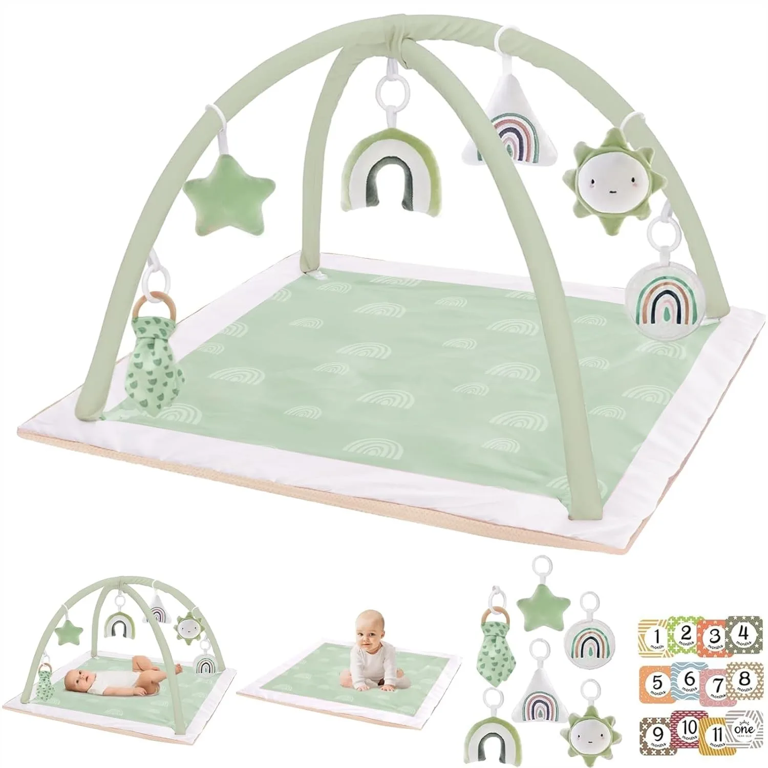 Washable Tummy Time Mat, Baby Play Gym with 6 Sensory Toys, Larger Floor Mat for Infant & Toddler, Soft Padded Non-Slip Baby Mat
Washable Tummy Time Mat, Baby Play Gym with 6 Sensory Toys, Larger Floor Mat for Infant & Toddler, Soft Padded Non-Slip Baby Mat