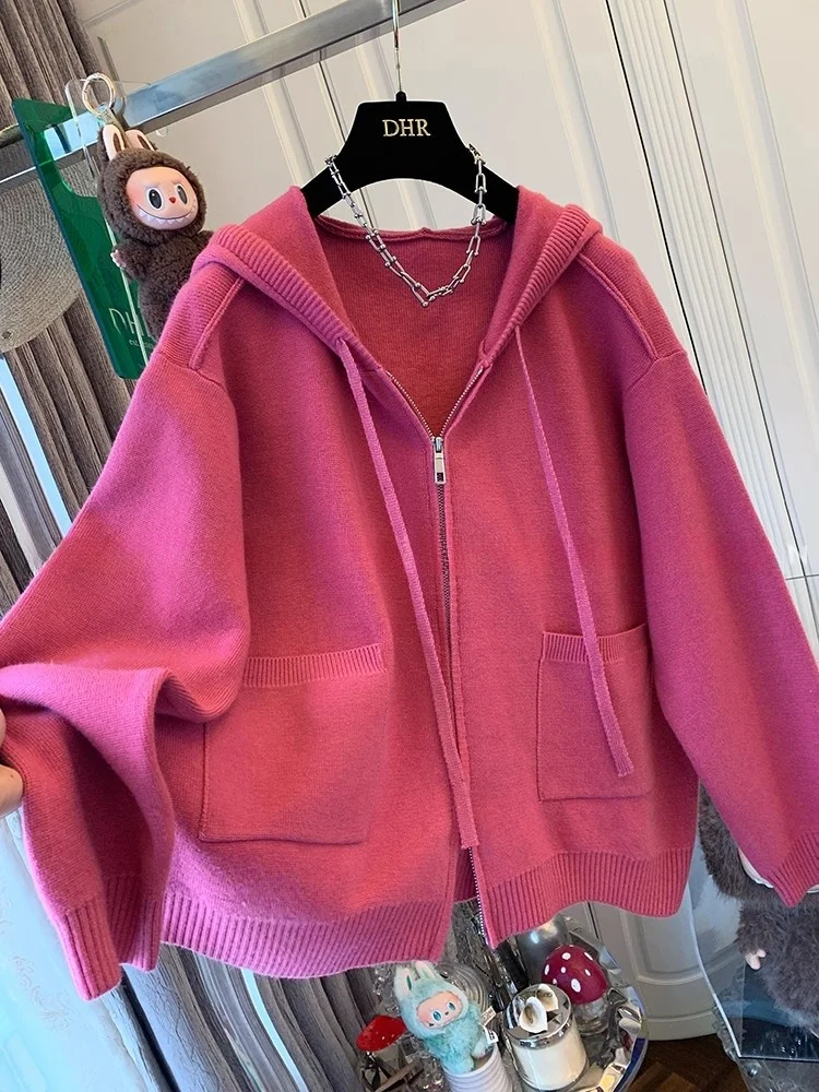 Korean Style plus Size Women's Hooded Knitwear Double Zipper Casual Loose Fitting Sweater Coat for Autumn Season
Korean Style plus Size Women's Hooded Knitwear Double Zipper Casual Loose Fitting Sweater Coat for Autumn Season