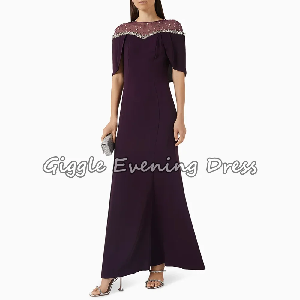 Luxury Evening Dresses 2026 Jersey Sheath/Column Celebrity Dress Purple O-Neck Rhinestones/Crystals Cap Sleeve Ruched Prom Dress
Luxury Evening Dresses 2026 Jersey Sheath/Column Celebrity Dress Purple O-Neck Rhinestones/Crystals Cap Sleeve Ruched Prom Dress