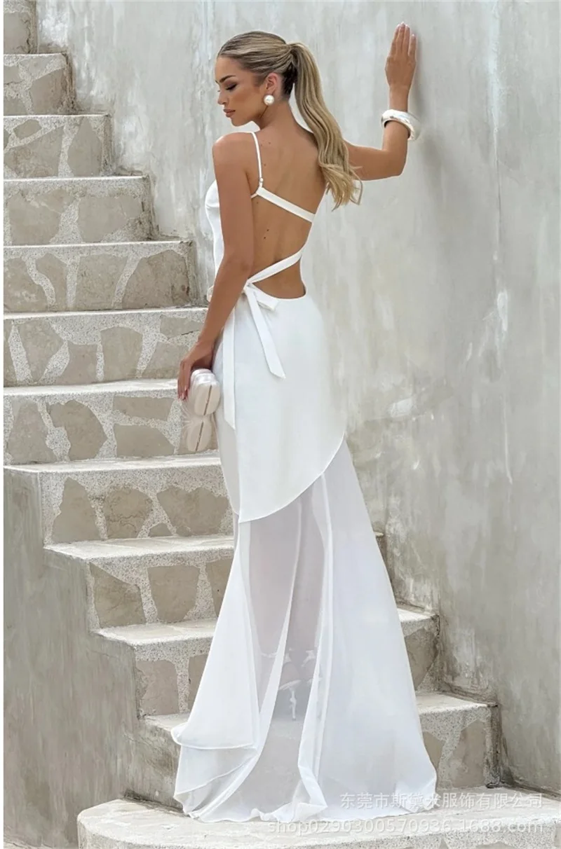 Summer White Women's Prom Dress Sexy One Shoulder Sleeveless Backless Long Sheer Robe Casual Hot Girl Beach Holiday Party Gown
Summer White Women's Prom Dress Sexy One Shoulder Sleeveless Backless Long Sheer Robe Casual Hot Girl Beach Holiday Party Gown