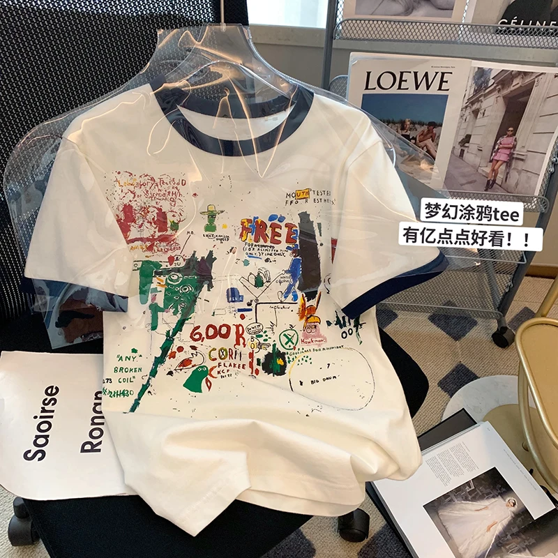 MOYISU Dream Graffiti Print Soft T Shirt Women 2023 Summer New Oversized Casual Solid Tee Female Loose Short Sleeve Simple Tops
MOYISU Dream Graffiti Print Soft T Shirt Women 2023 Summer New Oversized Casual Solid Tee Female Loose Short Sleeve Simple Tops