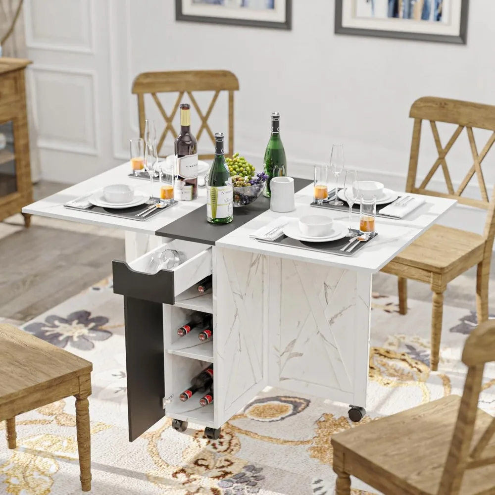 Folding Dining Table, Dinner Table with Drawer Space Saving Dining Table with 6 Wheels, Kitchen Table for Small Spaces
Folding Dining Table, Dinner Table with Drawer Space Saving Dining Table with 6 Wheels, Kitchen Table for Small Spaces