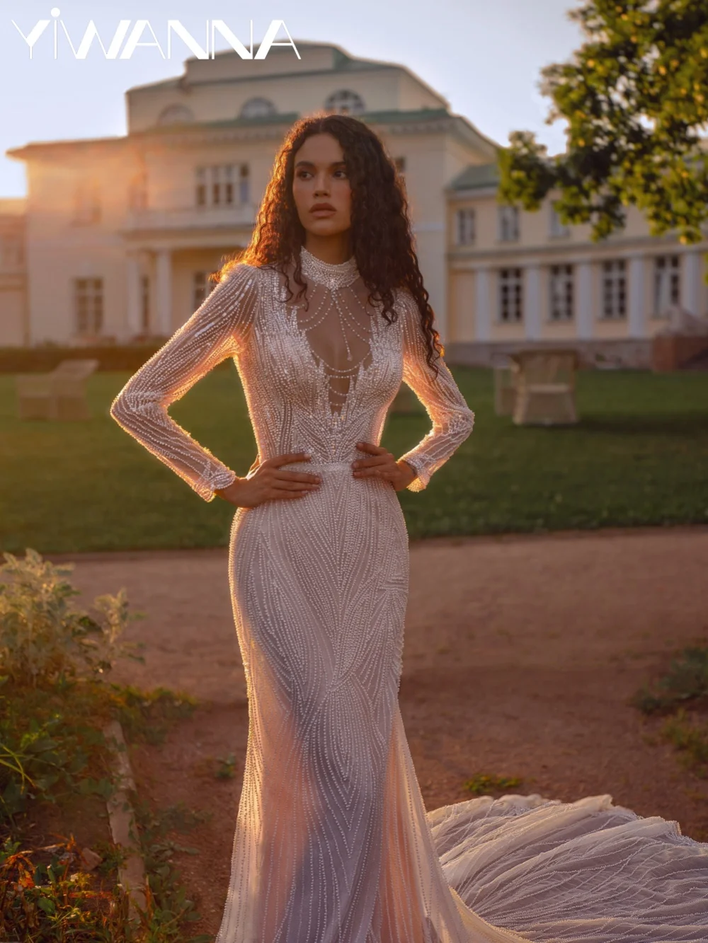 Delicate Sparkling Beaded Wedding Dress Modest High Collar Long Sleeve Bridal Gown Customized Exquisite Dreamy Dresses For Bride
Delicate Sparkling Beaded Wedding Dress Modest High Collar Long Sleeve Bridal Gown Customized Exquisite Dreamy Dresses For Bride
