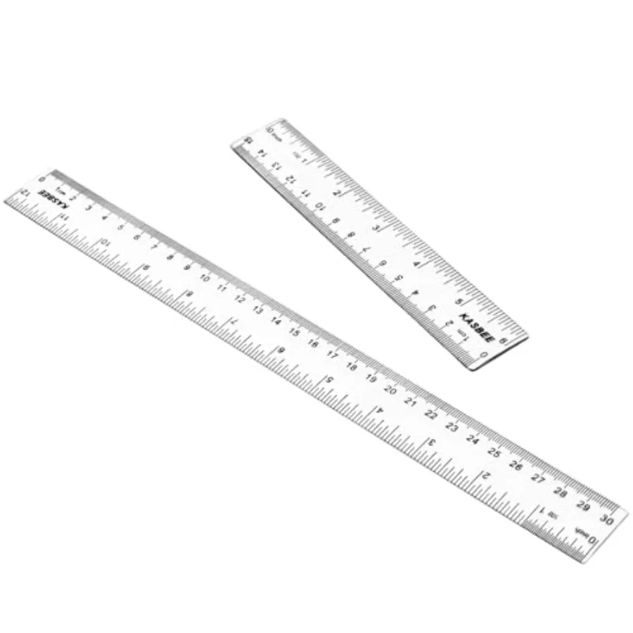 School and office plastic rulers set: 6-inch and 12-inch clear straight rulers with centimeters and inches markings
School and office plastic rulers set: 6-inch and 12-inch clear straight rulers with centimeters and inches markings