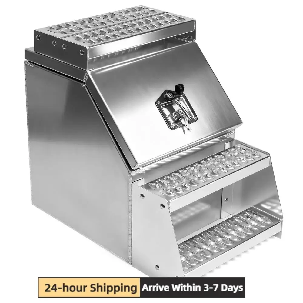 18in Aluminum Semi Trucks Side Mount Tool Box 17.99x27.99x25inch with T-Handle Latch Lock for Peterbilt Kenworth International
18in Aluminum Semi Trucks Side Mount Tool Box 17.99x27.99x25inch with T-Handle Latch Lock for Peterbilt Kenworth International