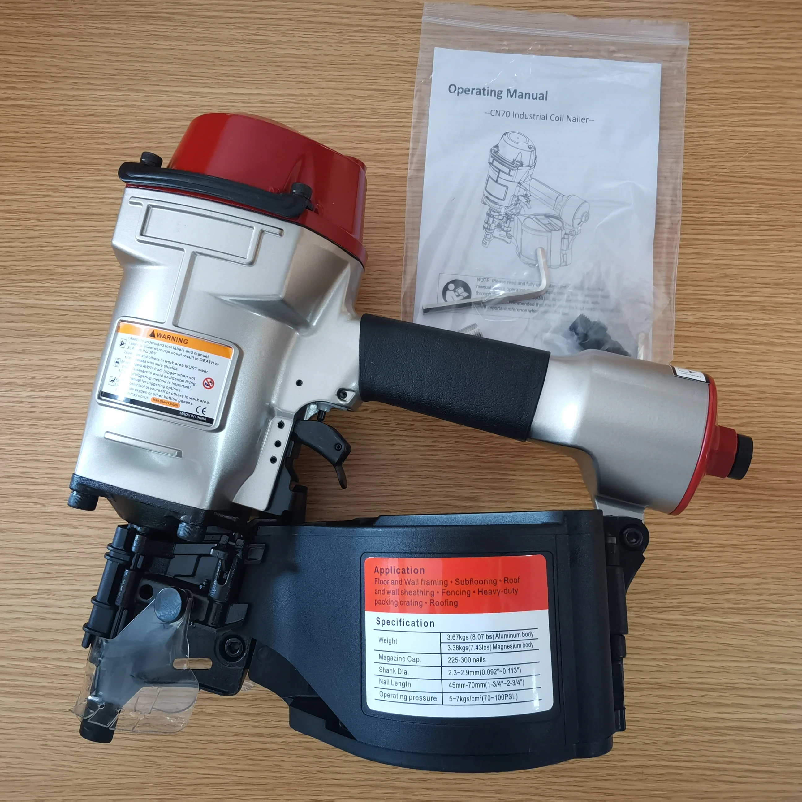 CN70 Model Industry Air Tool Pneumatic Coil Nailer for Wood Pallet
CN70 Model Industry Air Tool Pneumatic Coil Nailer for Wood Pallet