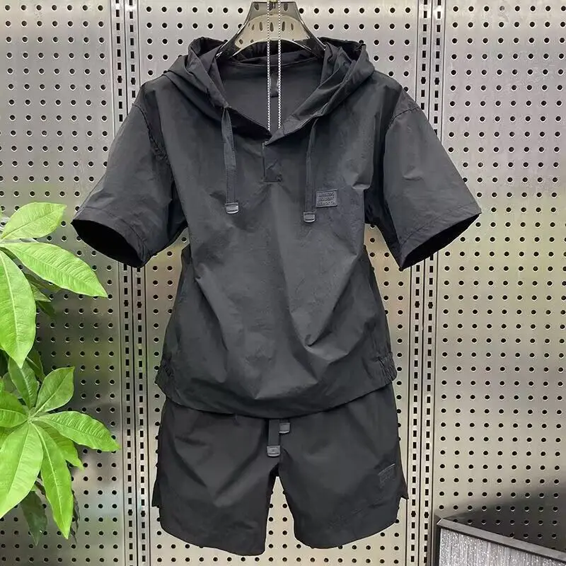 Summer Thin Breathable Sunscreen Men Hooded Short Sleeve Top And Shorts Two Piece Set Hoodie Suits Casual Loose Outfits Outwear
Summer Thin Breathable Sunscreen Men Hooded Short Sleeve Top And Shorts Two Piece Set Hoodie Suits Casual Loose Outfits Outwear