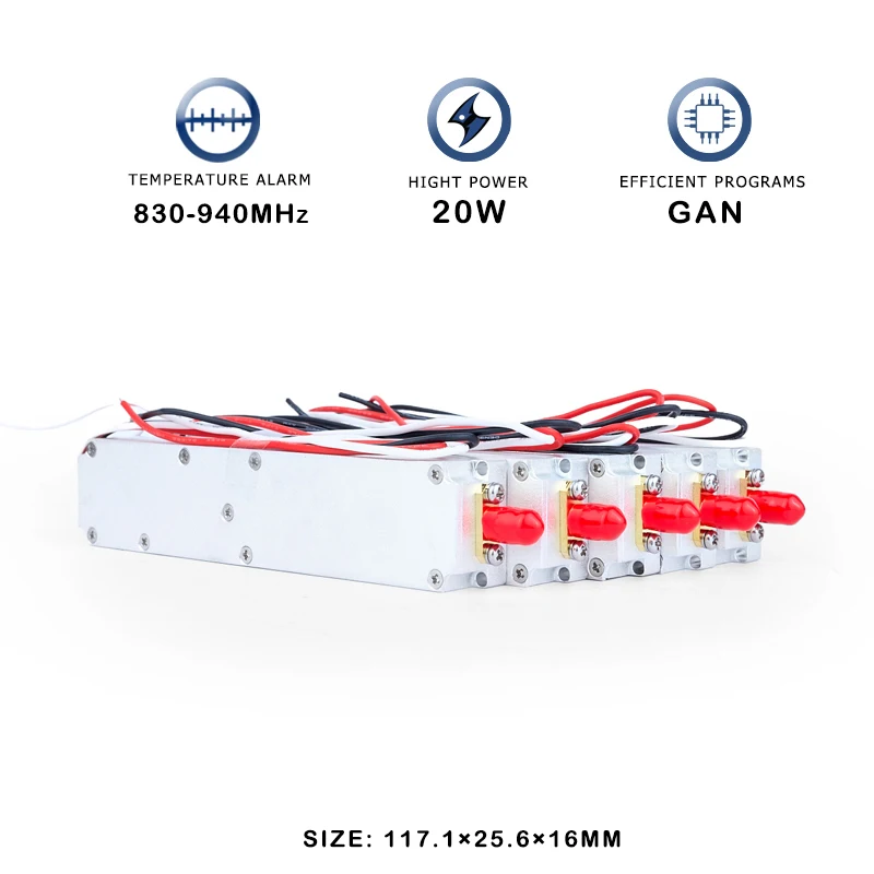 20W 830-940MHz GAN Anti Drone FPV UAV Signal Detector RF Module Jamming System Device PA Power Amplifier C-UAS Solution
20W 830-940MHz GAN Anti Drone FPV UAV Signal Detector RF Module Jamming System Device PA Power Amplifier C-UAS Solution