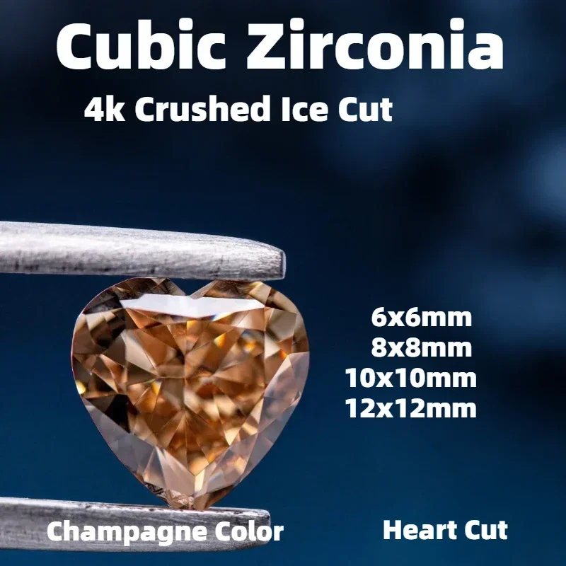 Top 4k Crushed Ice Cut Cubic Zirconia Champagne Color Heart Shape Charms Beads for Diy Jewelry Making Gift No Certificate
Top 4k Crushed Ice Cut Cubic Zirconia Champagne Color Heart Shape Charms Beads for Diy Jewelry Making Gift No Certificate