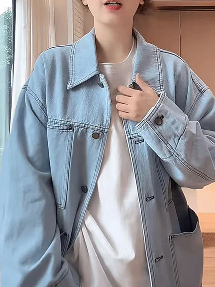 Light Blue Korean Style Casual Loose Women's Denim Short Jacket Spring Autumn New Style Commute Lapel Jacket Comfortable Fit
Light Blue Korean Style Casual Loose Women's Denim Short Jacket Spring Autumn New Style Commute Lapel Jacket Comfortable Fit