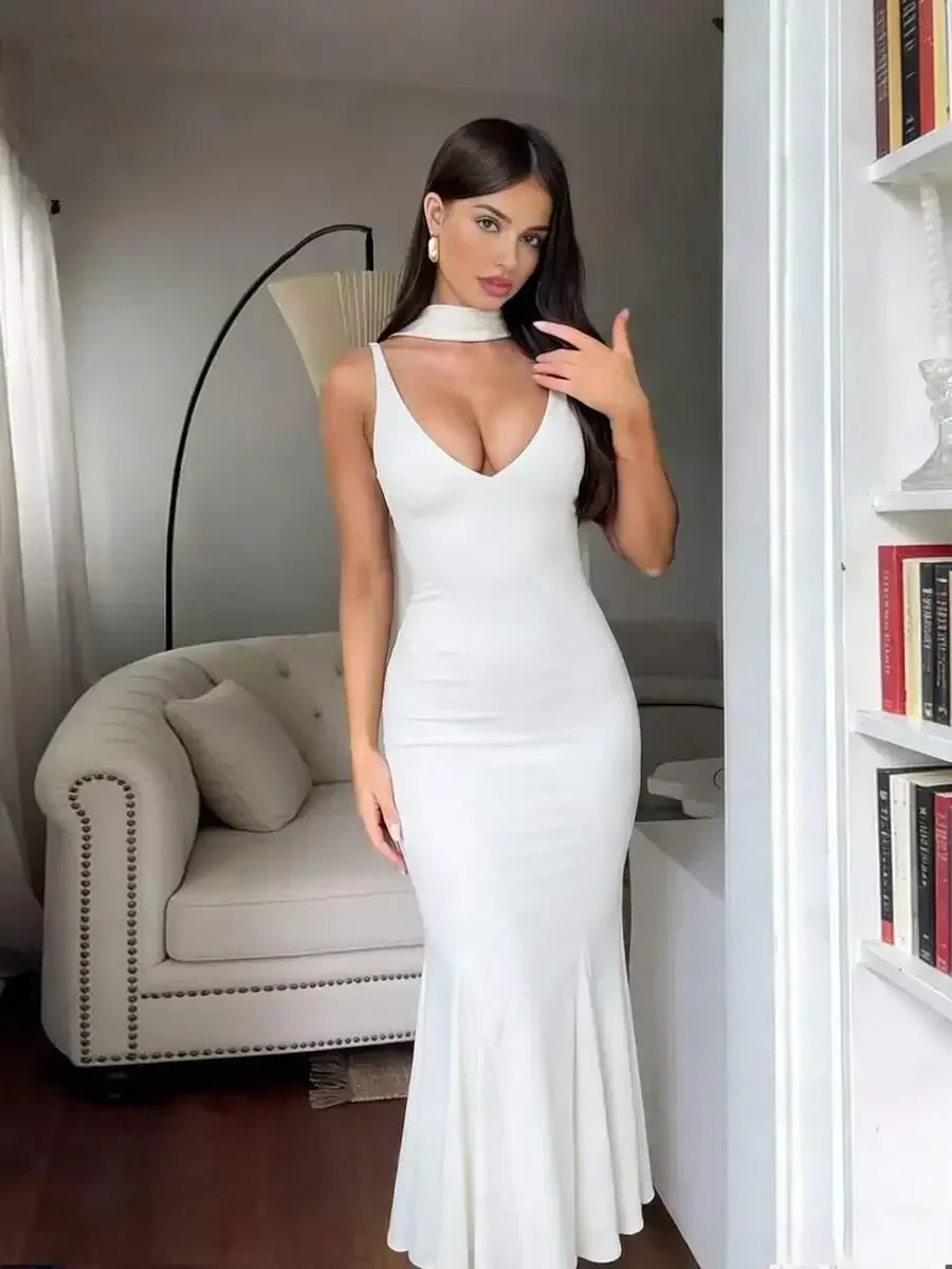 Women Solid Color V-Neck Double Layer Mermaid Hem Flowy Elegant Resort Chic Dress White Summer
Women Solid Color V-Neck Double Layer Mermaid Hem Flowy Elegant Resort Chic Dress White Summer