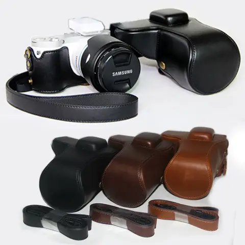 Leather camera case bag Grip Strap for Samsung NX300 18-55mm 20-50mm lens
