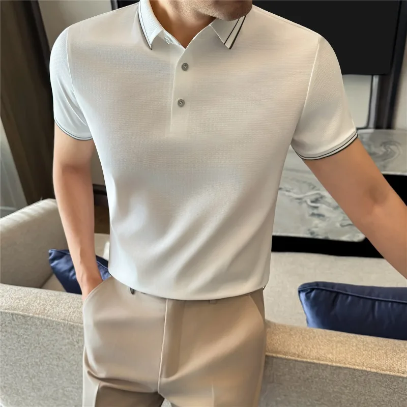 Ice Silk Seamless Men's Short Sleeved Polo Shirt Waffle Breathable Cool T-shirt High-quality Casual Business Sports Golf Tshirts
Ice Silk Seamless Men's Short Sleeved Polo Shirt Waffle Breathable Cool T-shirt High-quality Casual Business Sports Golf Tshirts