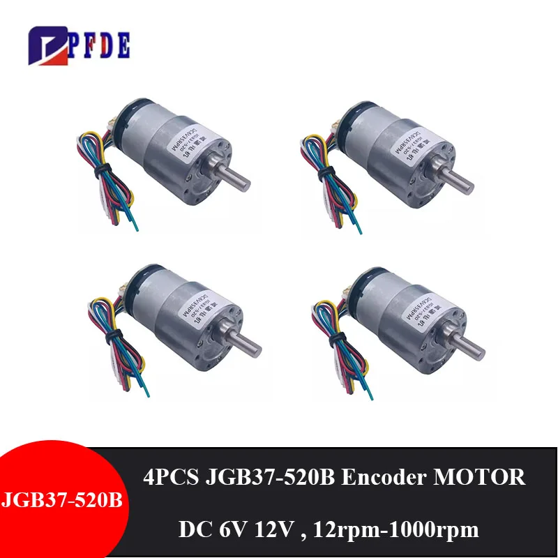 4pcs JGB37-520 with Encoder 37mm Gearbox 6V/12V Electric Micro DC Gear Motor DIY Smart Car Gear Motor Speed Measurement
4pcs JGB37-520 with Encoder 37mm Gearbox 6V/12V Electric Micro DC Gear Motor DIY Smart Car Gear Motor Speed Measurement