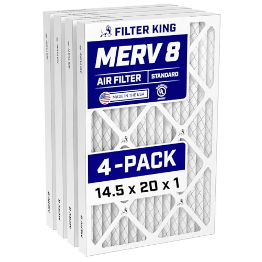 14.5x20x1 Air Filter MERV 8 4-Pack Dust Allergy Control AC Furnace Filters Pleated Electrostatic HVAC Made in USA Actual Size 1
14.5x20x1 Air Filter MERV 8 4-Pack Dust Allergy Control AC Furnace Filters Pleated Electrostatic HVAC Made in USA Actual Size 1