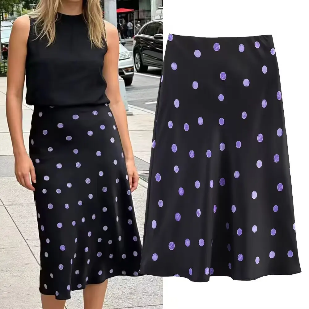 Retro Street Style Black Polka Dot Half Skirt Women's Elastic Waist Slimming Versatile Midi Skirt Youth Silk Material
Retro Street Style Black Polka Dot Half Skirt Women's Elastic Waist Slimming Versatile Midi Skirt Youth Silk Material