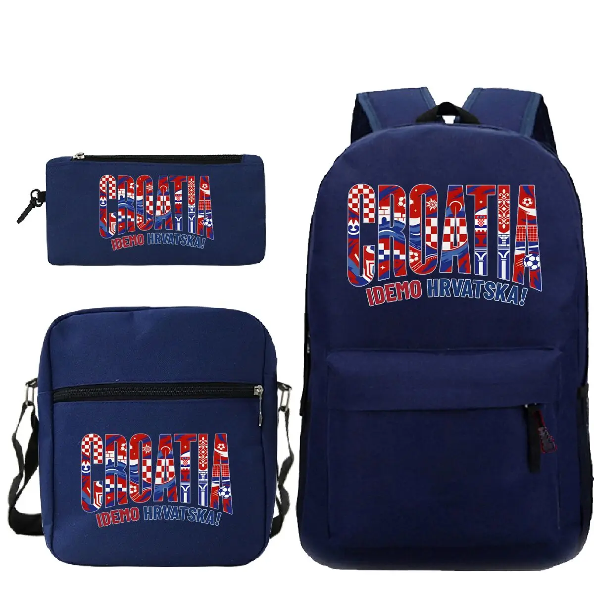 Fashion "Croatia Idemo Hrvatska" Print 3 Pieces SchoolBag Set Women Men Fun Football Lover GiftsBackpack Crossbody Pen Case Suit
Fashion "Croatia Idemo Hrvatska" Print 3 Pieces SchoolBag Set Women Men Fun Football Lover GiftsBackpack Crossbody Pen Case Suit