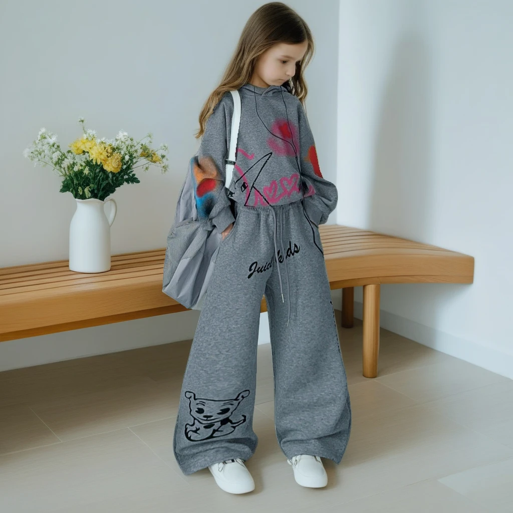 School Girls Grey Hoodie Set Autumn Kids Letter Print Sweatshirt Joggers 2pc Tracksuit Casual Outfit Sportswear Children Clothes
School Girls Grey Hoodie Set Autumn Kids Letter Print Sweatshirt Joggers 2pc Tracksuit Casual Outfit Sportswear Children Clothes