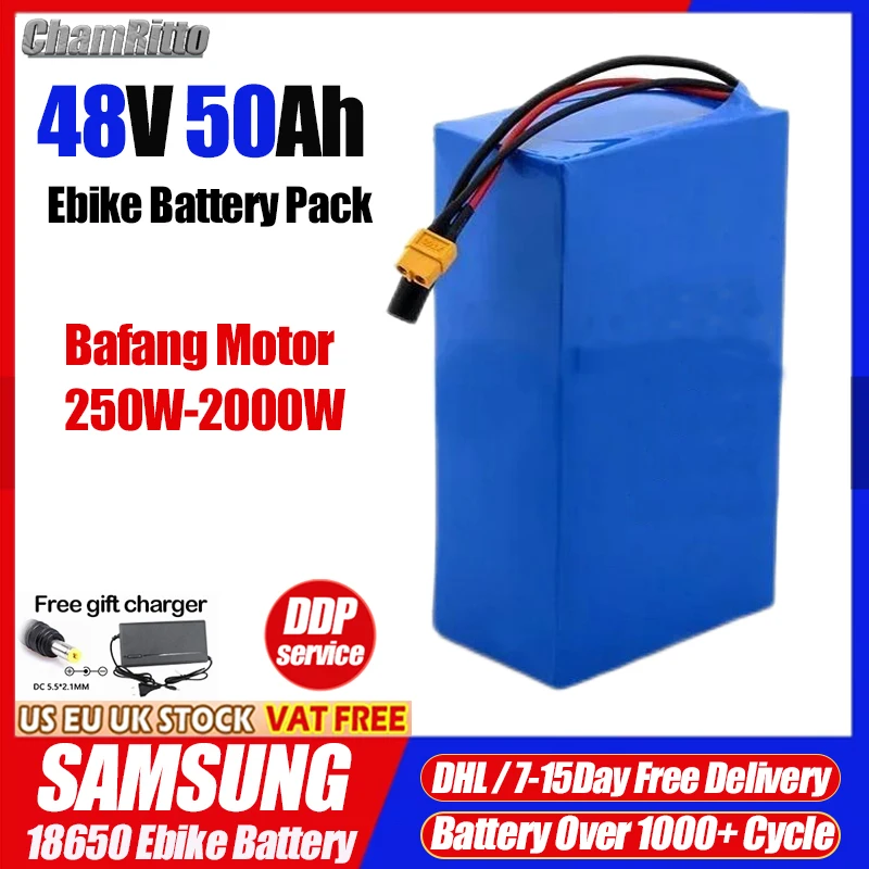 Original Ebike Battery 48V 50AH 45A BMS 18650 Cell 25Ah 30Ah Lithium Pack 48V 500W 750W 1000W For EBike Bicycle Electric Scooter
Original Ebike Battery 48V 50AH 45A BMS 18650 Cell 25Ah 30Ah Lithium Pack 48V 500W 750W 1000W For EBike Bicycle Electric Scooter