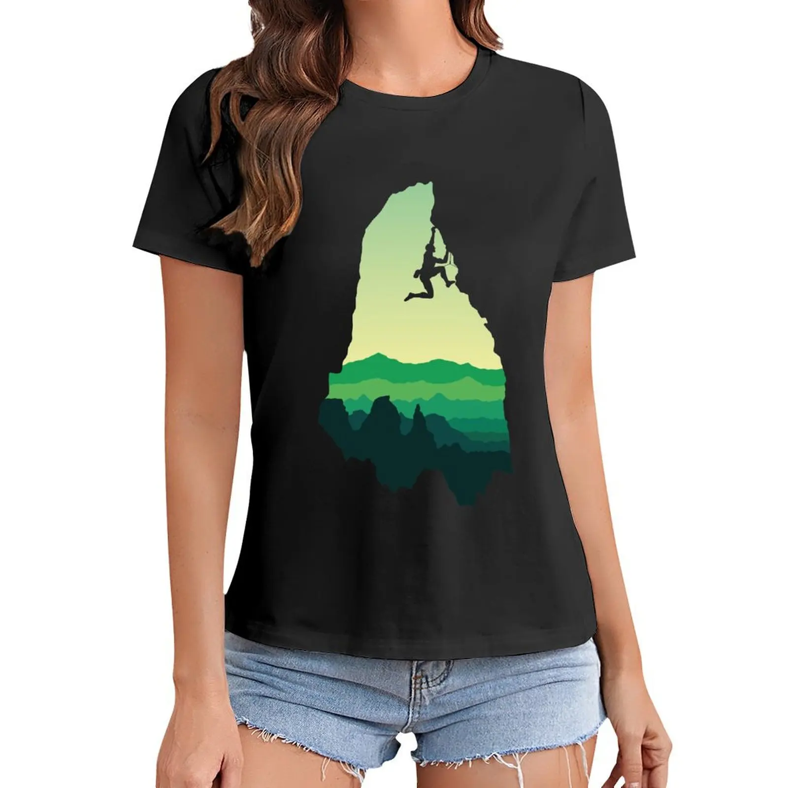 Climbing with a View (Green Sky Edition) T-Shirt vintage cute tops funny t shirts for Women
Climbing with a View (Green Sky Edition) T-Shirt vintage cute tops funny t shirts for Women