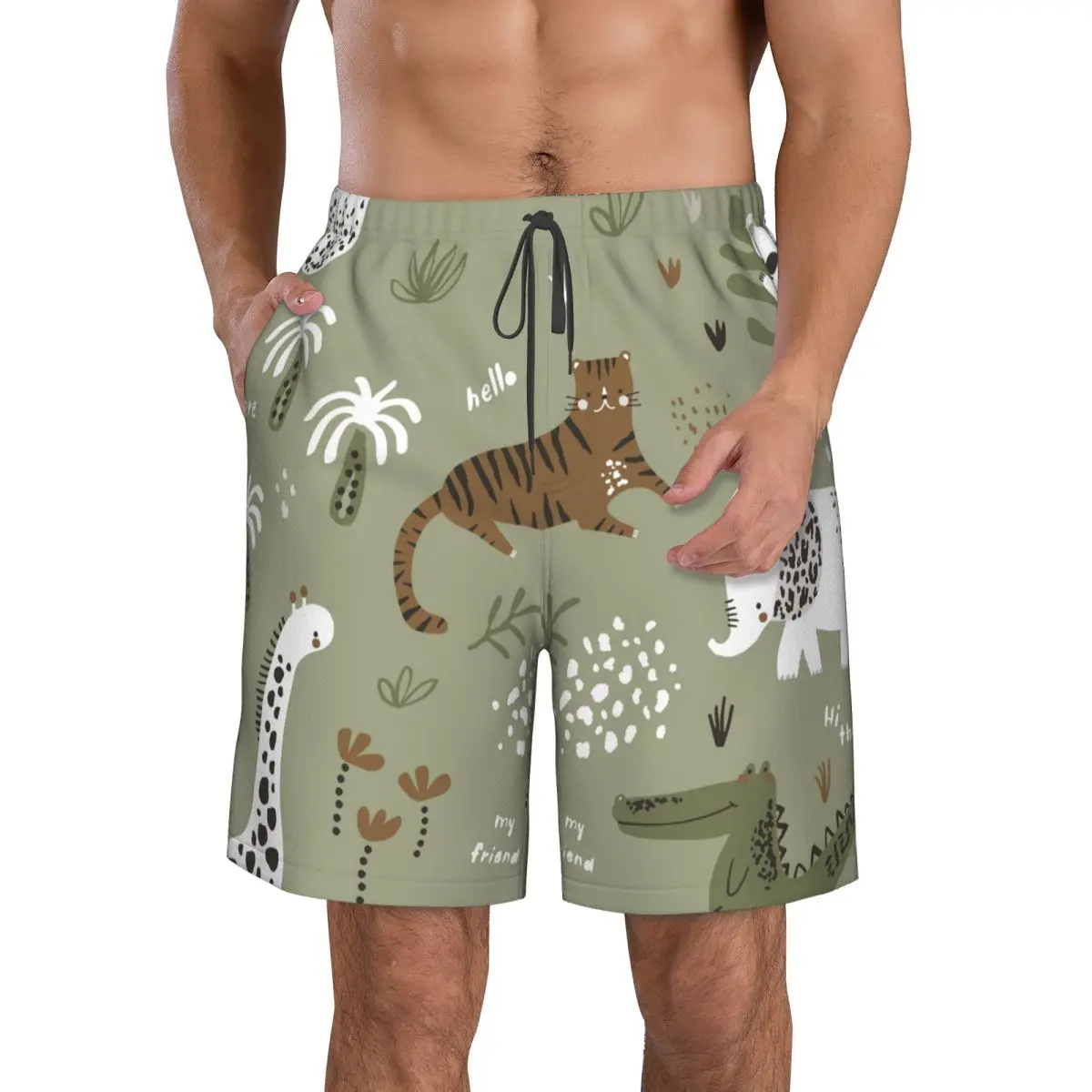 Быстросохнущие шорты для плавания, джунгли, тигр, крокодил, жираф, ленивец, купальник, мужской купальник, плавки 
Быстросохнущие шорты для плавания, джунгли, тигр, крокодил, жираф, ленивец, купальник, мужской купальник, плавки