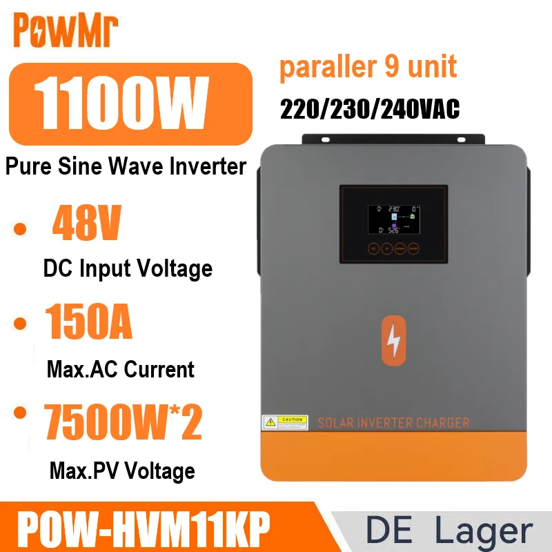 Гибридные солнечные инверторы PowMr 11 кВт, параллельные, от 48 В до 220 В, MPPT, 160 А, контроллер солнечной зарядки от 48 В до 220 В, чистая синусоида, двойной фотоэлектрический, 7500 Вт
Гибридные солнечные инверторы PowMr 11 кВт, параллельные, от 48 В до 220 В, MPPT, 160 А, контроллер солнечной зарядки от 48 В до 220 В, чистая синусоида, двойной фотоэлектрический, 7500 Вт