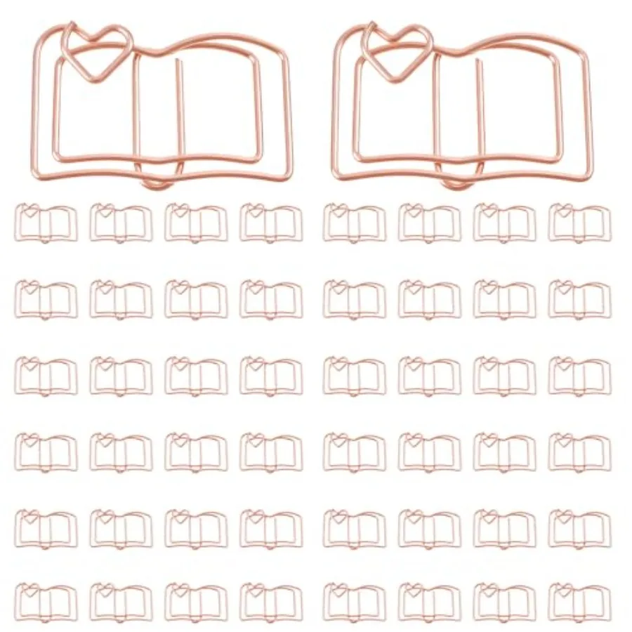 50PCS Gold Paper Clips Book Shape Rose Gold 1.2×0.7 inches Funny Cute Paperclips Bookmarks Planner Clips for School Office Supp
50PCS Gold Paper Clips Book Shape Rose Gold 1.2×0.7 inches Funny Cute Paperclips Bookmarks Planner Clips for School Office Supp