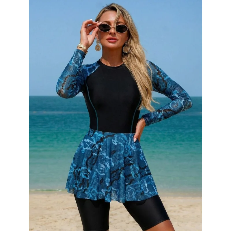 Women Long Sleeve Swimsuit Breathability One Piece Rash Guard Swimwear Boyleg Bathing Suit Swimdress
Women Long Sleeve Swimsuit Breathability One Piece Rash Guard Swimwear Boyleg Bathing Suit Swimdress
