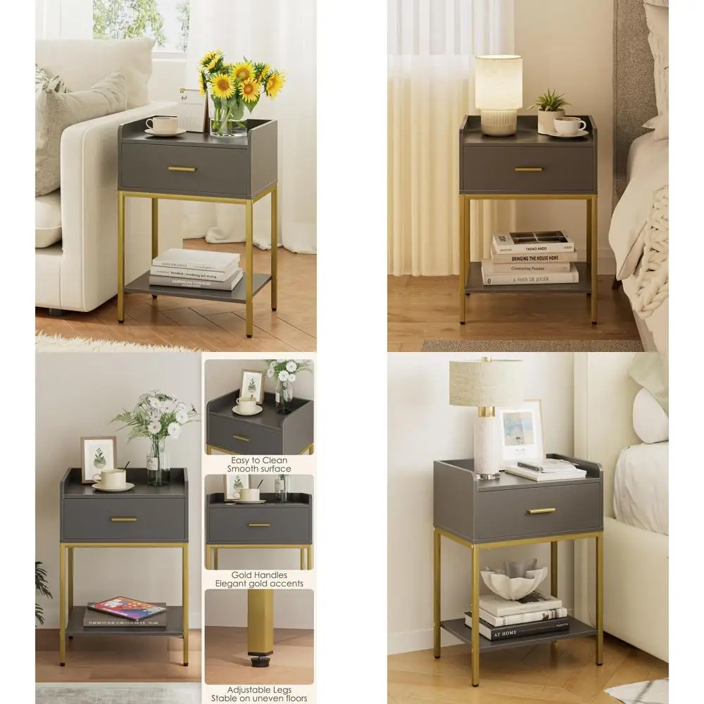 Трехуровневая современная прикроватная тумбочка с выдвижным ящиком и полкой, компактный приставной столик для спальни или гостиной
Трехуровневая современная прикроватная тумбочка с выдвижным ящиком и полкой, компактный приставной столик для спальни или гостиной