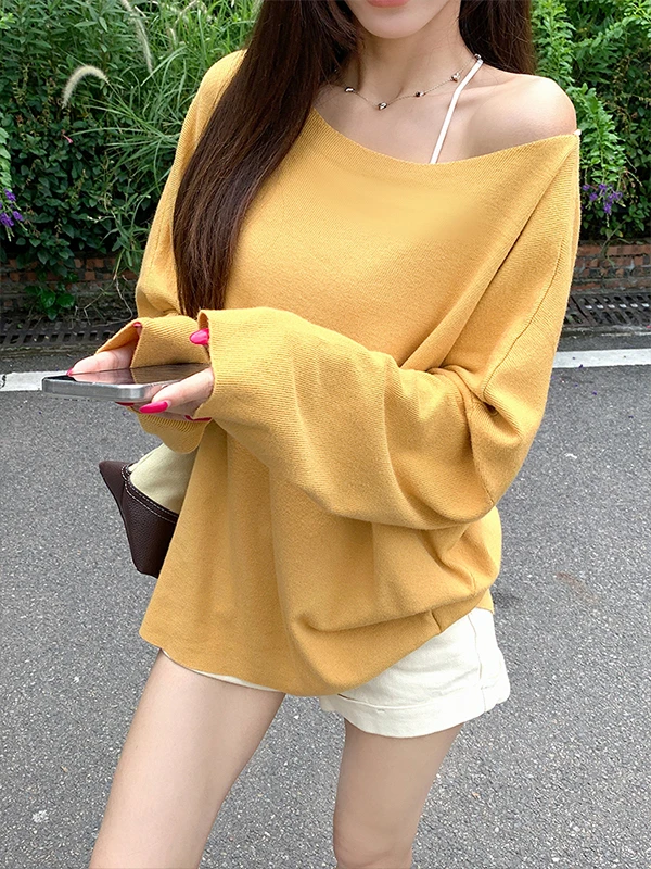 Желтый вязаный топ Dopne свободного кроя с открытыми плечами, женский, для ранней осени, в корейском стиле, повседневный, без рукавов
Желтый вязаный топ Dopne свободного кроя с открытыми плечами, женский, для ранней осени, в корейском стиле, повседневный, без рукавов