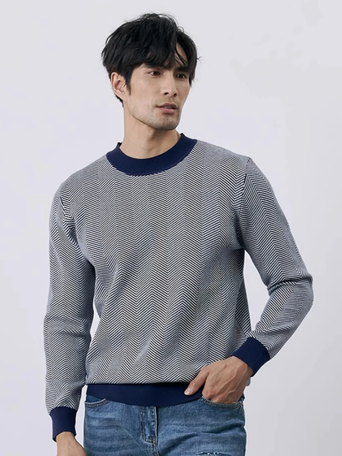 Autumn Winter Striped Knitwear Men's Warm Design Casual f High Collar Base Layer Sweater Simple Gentleman Color ...
Autumn Winter Striped Knitwear Men's Warm Design Casual f High Collar Base Layer Sweater Simple Gentleman Color ...