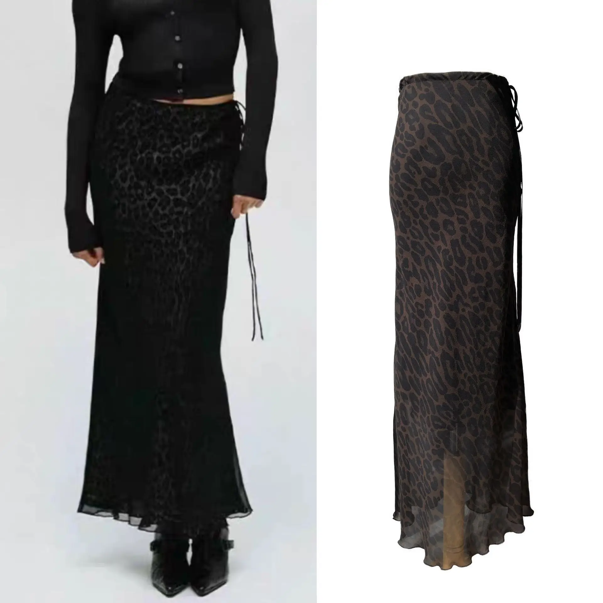 Double-layer 100% Silk Leopard Print Long Skirt· Light Luxury and Gentle Georgette Drawstring Lace Diagonal Silk Fishtail Skirt
Double-layer 100% Silk Leopard Print Long Skirt· Light Luxury and Gentle Georgette Drawstring Lace Diagonal Silk Fishtail Skirt