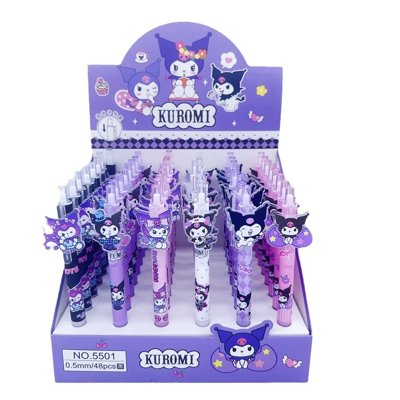 48 pcs/lot Sanrio Kawaii Kuromi Press Gel Pen Cute 0.5mm Black Ink Neutral Pens Promotional Gift Office School Supplies
48 pcs/lot Sanrio Kawaii Kuromi Press Gel Pen Cute 0.5mm Black Ink Neutral Pens Promotional Gift Office School Supplies