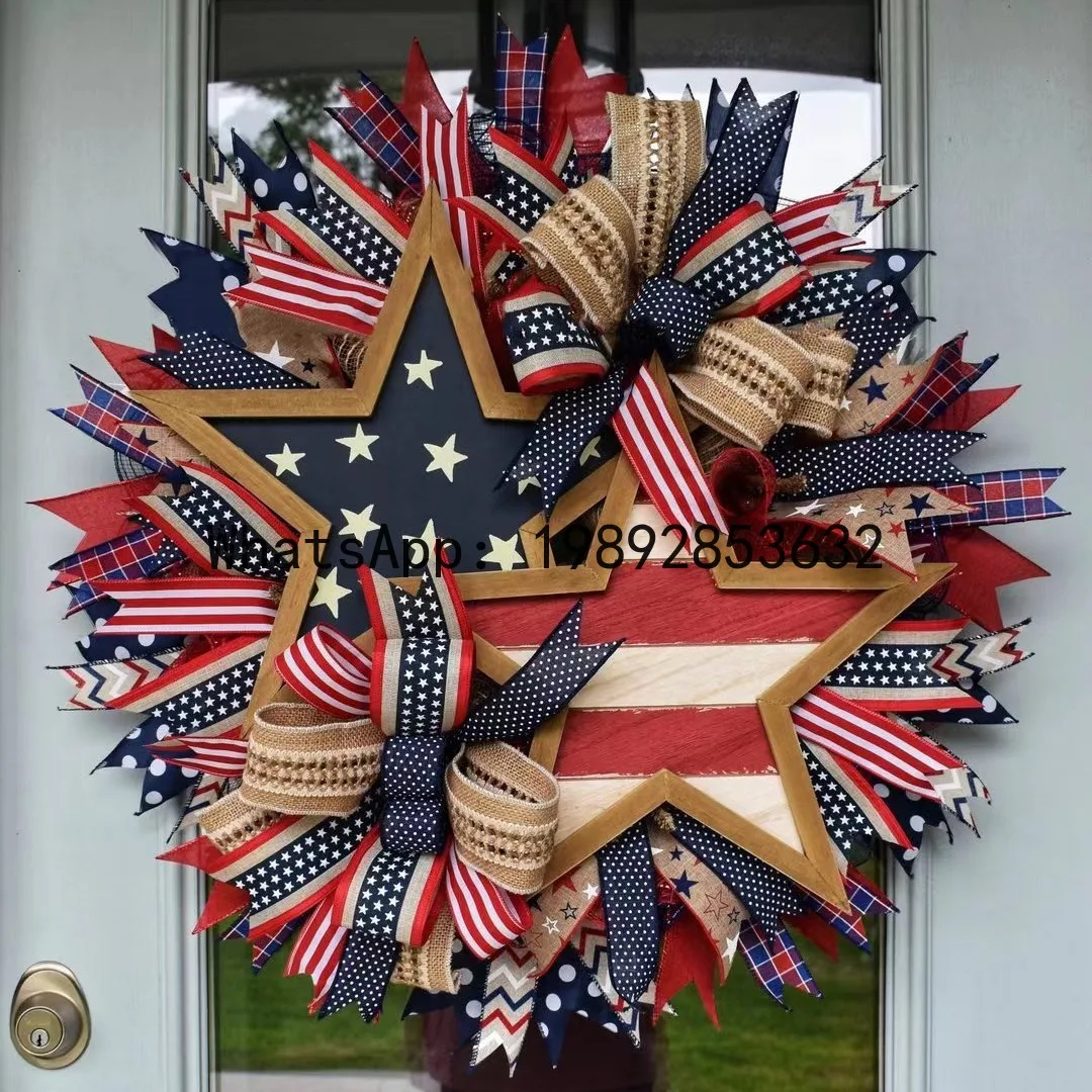 Home Independence Day Wreath Patriotic Star Wreath Wall Hanging Festive Atmosphere Decoration Pendant
Home Independence Day Wreath Patriotic Star Wreath Wall Hanging Festive Atmosphere Decoration Pendant