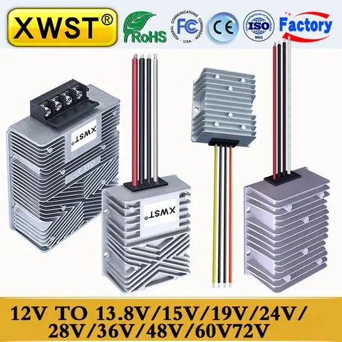 Power Supply 12V to 13.8V 15V 19V 24V 28V 36V 48V DC DC Converter Boost Step Up Voltage Regulator 1A~50A Car Laptop CE RoHS