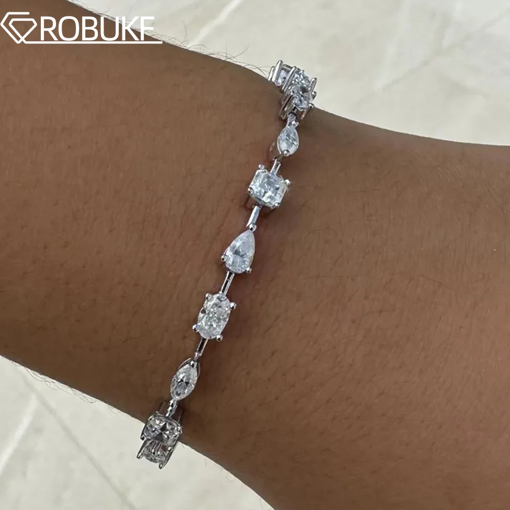 Теннисный браслет разных форм с муассанитом для женщин, груша, овальная маркиза, огранка принцессы, бриллиант S925, серебро, свадебные украшения, подарки
Теннисный браслет разных форм с муассанитом для женщин, груша, овальная маркиза, огранка принцессы, бриллиант S925, серебро, свадебные украшения, подарки