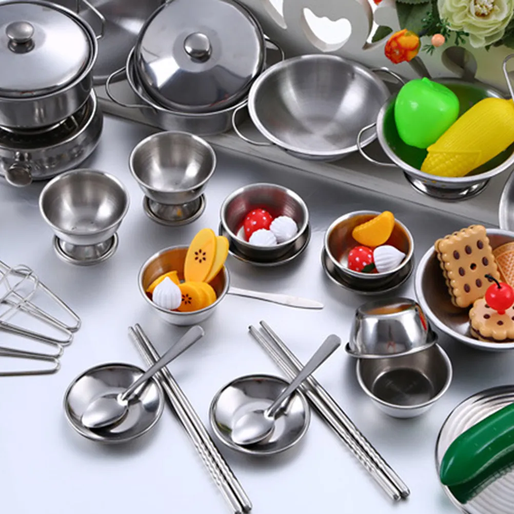 1Set Kids Stainless Steel Kitchen Playset Pretend Cooking Pans Pots Cutlery Educational Simulation Playware for Children Ages 3
1Set Kids Stainless Steel Kitchen Playset Pretend Cooking Pans Pots Cutlery Educational Simulation Playware for Children Ages 3