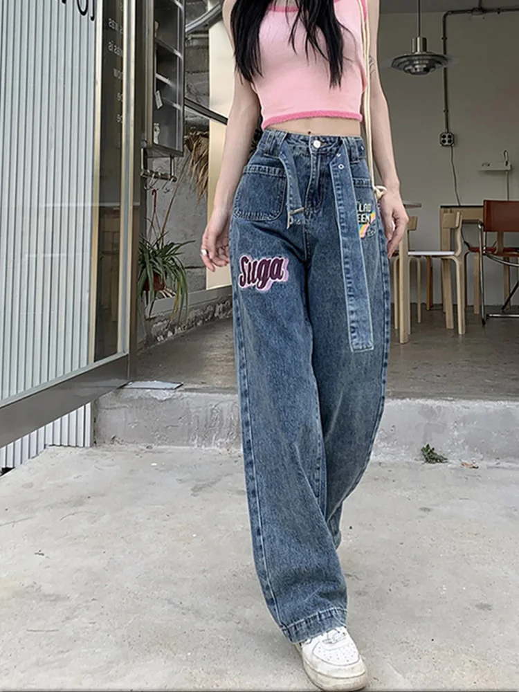 Harajuku Letter Print High Waist Vintage Loose Jeans Pants For Women Streetwear Style Y2K Wide Leg Baggy Blue Denim Trouser
Harajuku Letter Print High Waist Vintage Loose Jeans Pants For Women Streetwear Style Y2K Wide Leg Baggy Blue Denim Trouser