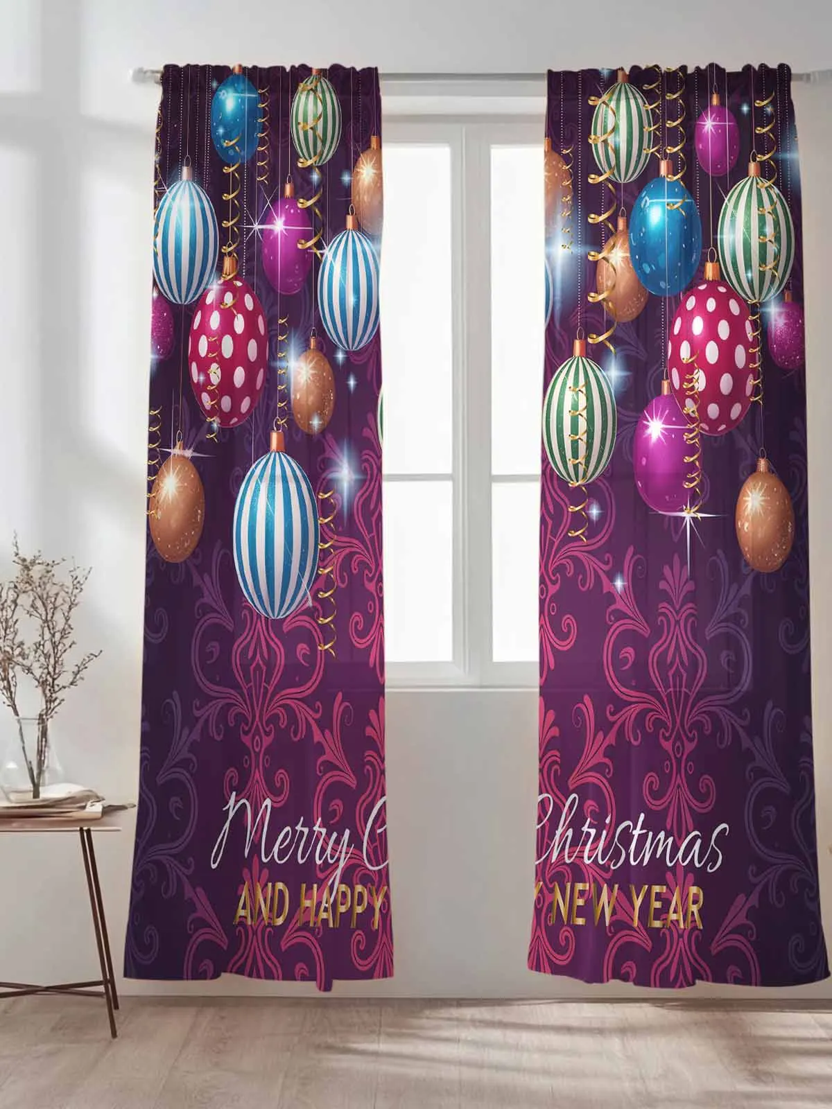 Merry Christmas Ribbon Ball Tulle Sheer Curtains for Living Room Bedroom Kitchen Decoration Voile Organza Curtains
Merry Christmas Ribbon Ball Tulle Sheer Curtains for Living Room Bedroom Kitchen Decoration Voile Organza Curtains