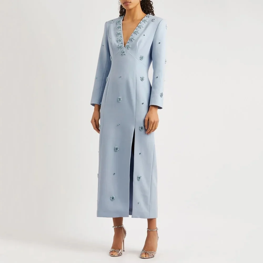Baby Blue V-Neck Beadings Prom Dresses 2024 Long Sleeves Formal Ocassion Gown Luxury Evening Dress
Baby Blue V-Neck Beadings Prom Dresses 2024 Long Sleeves Formal Ocassion Gown Luxury Evening Dress