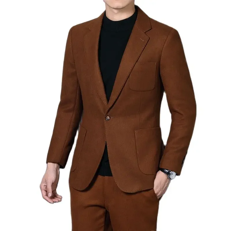 New (suit + trousers) men's single-breasted slim-fit professional fashion business casual solid color comfortable gentleman banq
New (suit + trousers) men's single-breasted slim-fit professional fashion business casual solid color comfortable gentleman banq